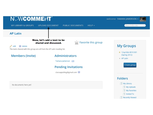 NowComment Page - Upload Document