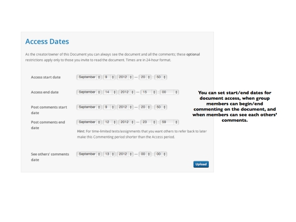 NowComment - Access Dates Page